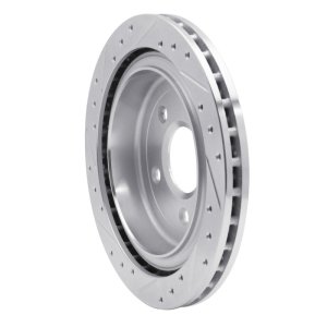 Cadillac XLR Brake Rotor (1) - Rear Right - R1 Concepts - Drilled & Slotted - Silver - `97-`13